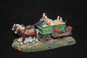 lot 561 image: Collectors Figurine - Bountiful Harvest Wagon by Terry Redlin #A0568 Limited Edition in the Autumn Village Collection from Hawthorne Village