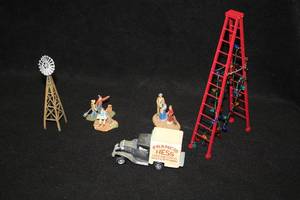 lot 561A image: Hawthorne Village Terry Redlin Accessories - 12 Step Ladder, Windmill, Francis Hess Delivery Truck, Town People 6-piece