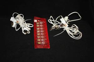 lot 598 image: (2) 5-light Extension Cords and (1) 8-count Replacement Bulbs