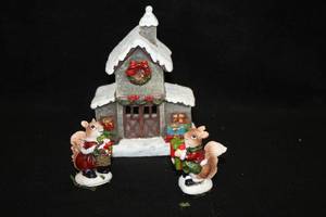 lot 1073 image: Lot of (3) Christmas Collectibles - CottageBarn and Two Squirrels