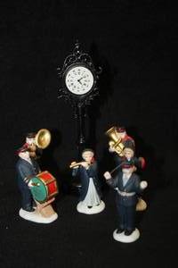 lot 1080 image: Collectors Figurines - Marching Band and Town Clock - from Lefton