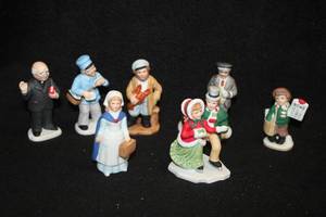 lot 1081 image: Collectors Figurines - Preacher, Mailman, Lobster Fisherman, Ice Skating Couple, Nurse, Newspaper Boy, Ship Captain - from Lefton