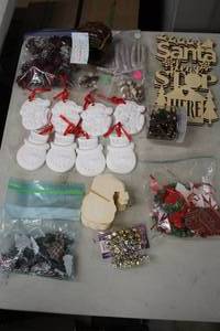 lot 1099 image: Lot of  Assorted Arts & Crafts SuppliesAccessories, Ornaments, Santa Please Stop Here, Pins and more