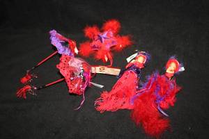 lot 1120 image: Assorted Holiday Ornaments - (2) Women, (2) Umbrellas and (1) Star