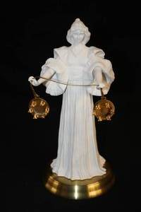 lot 1136 image: 1989 Franklin Mint The Tambourine Dancer Fine Bisque Porcelain Museum Quality Re-creation of Agathon Leonards Turn-of-the-Century Sculpture - Collectors Statue and Brass Finished Pedestal Base with Certificate of Authenticity