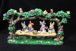 lot 1151 image: Collectors Easter Dcor - Easter Bunny Picnic with The Birds, Squirrels, Mice