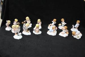 lot 1161 image: Franklin Mint Almost Angels Collection Jonathon Goode Sculptures 14-piece with Certificate of Authenticity