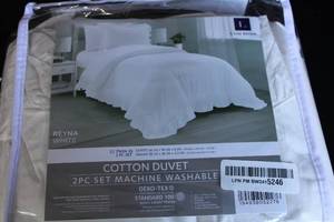 LUX Decor Cotton Duvet 2PC Set - Reyna White