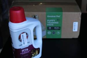 Gardner Pet Puppy Training Pads and Hoover Pet Carpet Cleaner Chemical