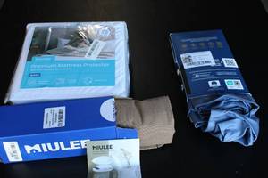 Lot of Bedding Items - Pillowcases, Mattress Protector & Throw Blanket