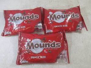 lot 341 image: (B-1) 3 Bags of Snack Size Mounds C...