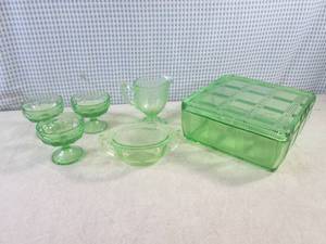lot 64 image: (A-1) Assorted Green Uranium Glass ...