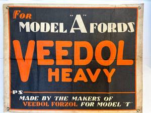 lot 1 image: Vintage 1924 VEEDOL Oil Cloth Advertising Banner