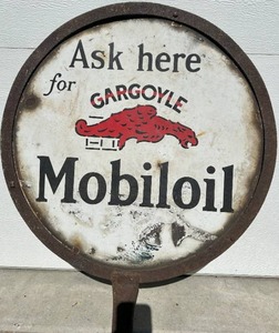 lot 3 image: Vintage Metal Porcelain MOBIL GARGOYLE Sign