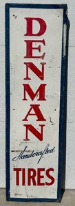 lot 8 image: Vintage Embossed Metal DENMAN HANDCRAFTED TIRES Sign