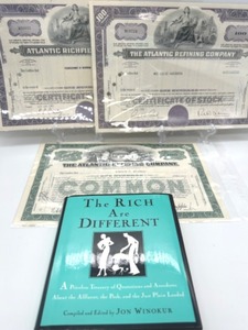 lot 41 image: 4 Vintage Redeemed Atlantic Stock CertificatesEphemera from 1952, 67 & 66 Plus Book