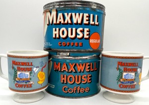 lot 106 image: Two Maxell House Coffee Mugs & Two Tins
