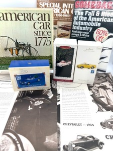 lot 183 image: CHEVROLET Lot Includes 3 Xmas Ornaments and Vintage Ads