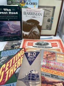 lot 209 image: Train Related Ephemera Including 1903 Baltimore & Ohio RR Co. Stock Certificate