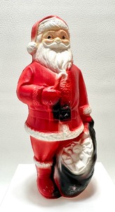lot 9A image: Vintage DAPOL Tabletop Blow Mold Santa - Lighted