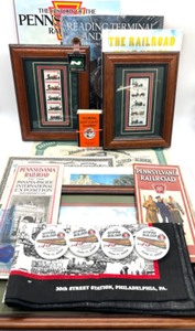 lot 216 image: Large Train Related Lot Includes 1866 Boston Hartford & Erie RR Co. Certificate wStamps