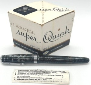 lot 254 image: 1933 Parker Vacumatic Junior - Grey Pearl Fountain Pen wVintage Ink Bottle