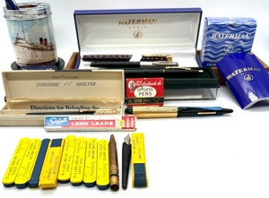 lot 267 image: Misc. Fountain Pens, Mechanical Pencil, PenPencil Holder & More