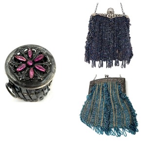 lot 263 image: Vintage 1920s Beaded Purses and Vintage Expansion Purse Frame - QTY 2