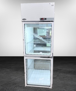 lot 18 image: MSRP $14,000 Norlake Scientific NSPT244WWF0 Double Decker Double Sided Glass Door Laboratory Pass-Thru Refrigerator&nbspLED Digital Display Microprocessor Control With WarmCold Audible and Visual Alarms - Great Working Condition