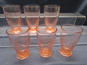 lot 6 image: Pink Depression Open Lace Tumblers