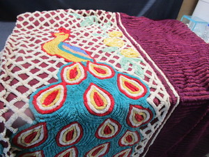 lot 16 image: Chenille Spread with Peacock