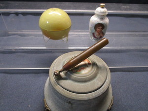 lot 79 image: Vintage Musical Dresser Box, Apple Perfume Holder, Portrait Bottle