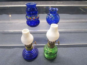 lot 83 image: Mini Kero Lamps, Cobalt Vases