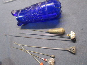 lot 93 image: Hat Pins & Cobalt Holder