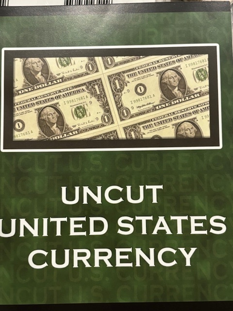 Uncut Sheet of $1 Dollar Bills All Have Doubled Numbers