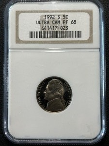 1992-S Jefferson Nickel Proof NGC PF68 Ultra Cameo