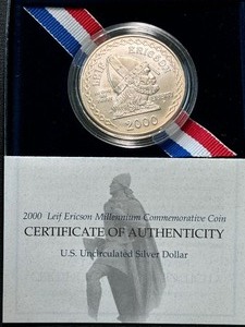 2000-P Leif Ericson Silver Dollar