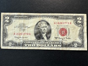 1963 A Red Seal $2 Dollar Bill