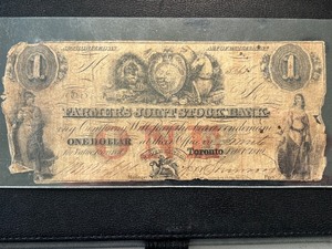1849 $1 Dollar Farmers Joint Stock Bank Canada
