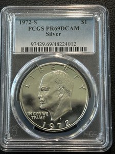 1972-S Eisenhower Silver Dollar Proof PCGS PR69 Deep Cameo