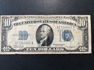 1934 Blue Seal $10 Dollar Silver Certificate