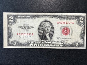 1953 B Red Seal $2 Dollar Bill