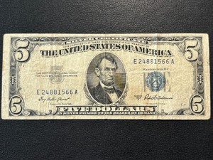 1953 A Blue Seal $5 Dollar Silver Certificate