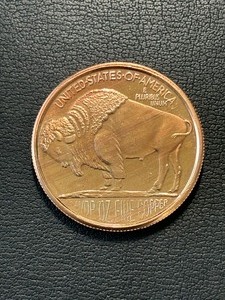 1 Ounce .999 Fine Copper Round Buffalo