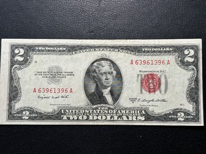 1953 B Red Seal $2 Dollar Bill