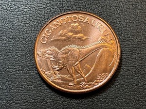 1 Ounce .999 Fine Copper Round Giganotosaurus