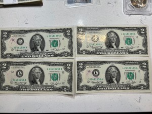 1976 $2 Dollar Bills Laminated Postmarked