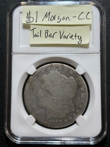 1890-CC Morgan Dollar Tailbar Variety