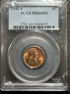 1941-S Lincoln Cent PCGS MS66 Red