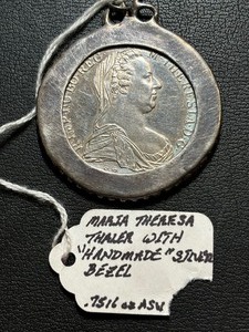 Maria Theresa Thaler with Handmade Silver Bezel